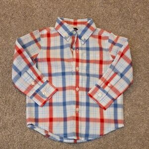 Janie and Jack Red and Blue Plaid Button Down Shirt